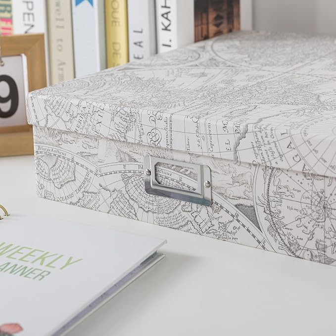 Soul & Lane - Travel Keepsake Storage Box, 14.8x13x3.7 In, Vintage Atlas | Large Scrapbook Memory Organizer with Lid for Photos, Letters and Memorabilia, Decorative Map Box for School Memories - Image 5