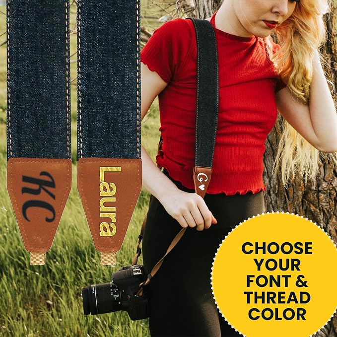 Art Tribute Camera Strap Personalized With Name - Shoulder, Crossbody & Neck Camera Strap for Photographers, Fits All Cameras, Canon Nikon Sony Fujifilm, Padded Strap W/Quick Release & Leather Ends - Image 6
