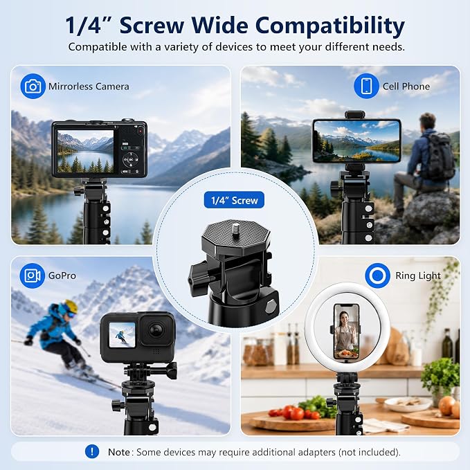 UBeesize Starlink Mini Tripod Mount, 63" Tripod Stand with Ground Stakes | Adjustable Height and Angle, With Pipe Adapter, Designed for Starlink Mini Setups at Camping, RV Travel and Outdoors - Image 5