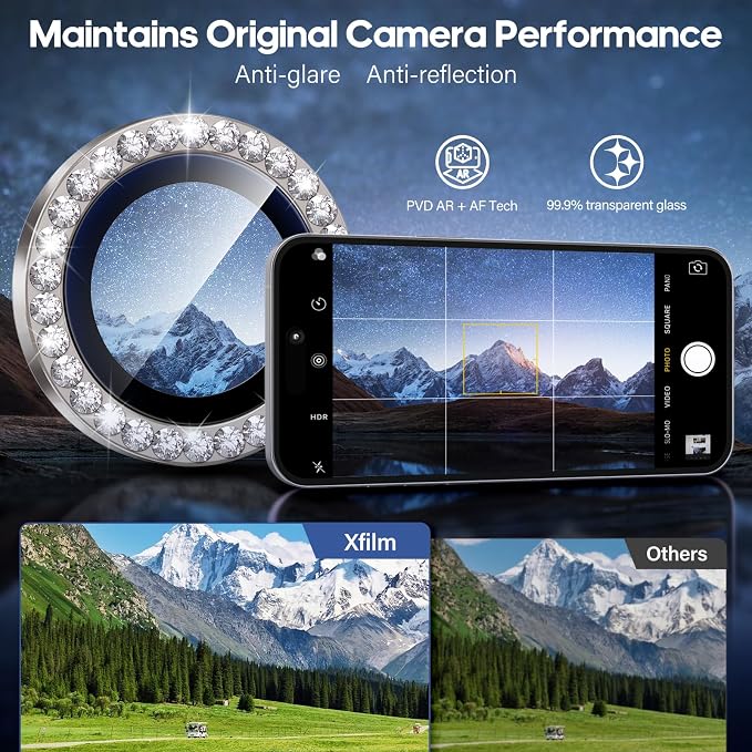 iPhone 17 Pro/17 Pro Max Camera Lens Protector Bling Diamond, Gray | Individual Metal, 9H Hardness, Scratch Resistant, Shockproof, Drop Protection, Case Friendly, Stylish Accessories - Image 4