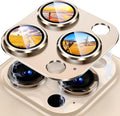 Uyiton for iPhone 15 Pro/iPhone 15 Pro Max Camera Lens Protector | Not Easy to Break, Strong Adsorption, Case-Friendly, Metal 9H Sapphire Glass Rear Camera Screen Cover, Gold Titanium by Uyiton