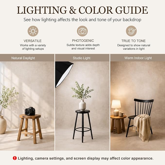 Abstract Photography Backdrop for Photoshoot, 8x10ft,Light Beige,No Stand | Professional,Polyester Fabric,Roller Pocket on Top,Vintage Portrait Photo Props Booth Background,Photoshoot Studio - Image 4