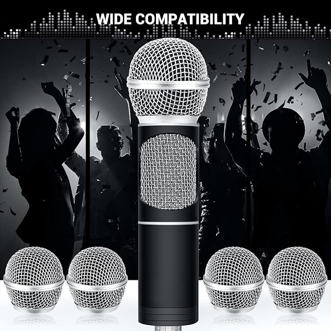 Facmogu 4PCS SM58 Grill Microphone Head Replacement, Grille Mic Head | Microphone Grille Ball with Inner Foam | Steel Mesh Microphone Heads | Fits for SM58 SM58S SM58LC BETA58 BETA58A | Silver - Image 5