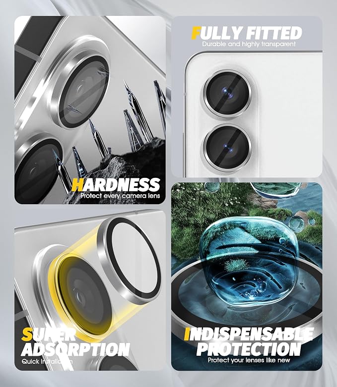 Orzero (2 Sets) Camera Lens Protector Compatible for Samsung Galaxy S25 Edge, Protector de Cámera One-Step Installation Tray Individual Matte Alloy Metal Ring Glass Case Friendly - Sliver - Image 4