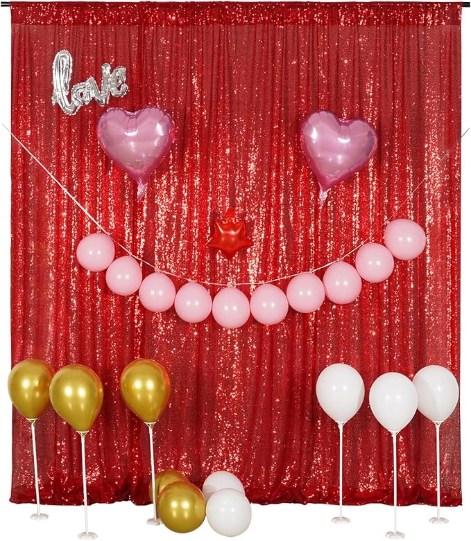 Poise3EHome Red Sequin Backdrop, 20Ft x 10Ft Glitter Photography Background Curtains for Party Baby Shower Wedding Birthday Christmas Thanksgiving Halloween Decoration - Image 7