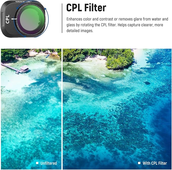 NEEWER ND Filter Set Compatible with DJI Mini 3 / Mini 3 Pro | CPL, ND8, ND16, ND32, ND64, ND128, Lightweight, Neutral Density Filter, Drone Lens Video Photography Accessories, 6 Pack - Image 5