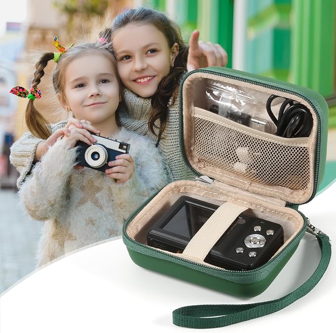 Digital Camera Case for AbergBest 21 Mega Pixels 2.7" LCD Rechargeable HD/Kodak Pixpro/Canon PowerShot ELPH 180/190/Sony DSCW800/DSCW830 Cameras, Travel Carrying Protective Case for Camera- Darkgreen - Image 2