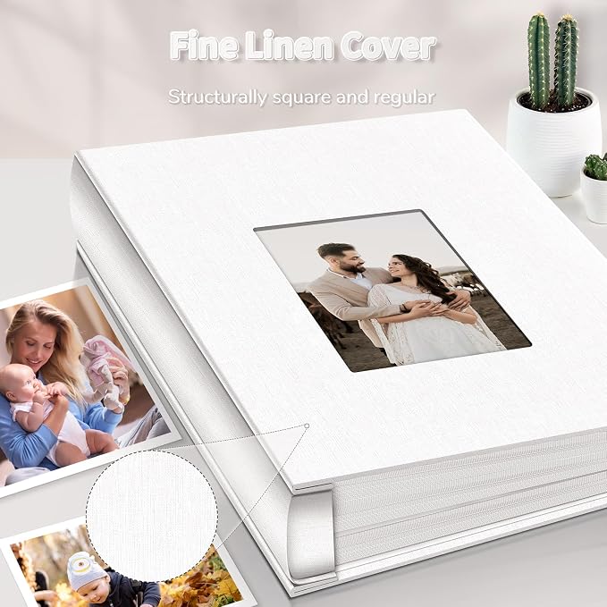 Artfeel Photo Album 4x6 with 1000 Pockets,Slip-in Picture Albums,Linen Cover Memory Book with Front Window,White Page Vertical Photo Book for Wedding,Family,Anniversare,Baby,Vacation - Image 6