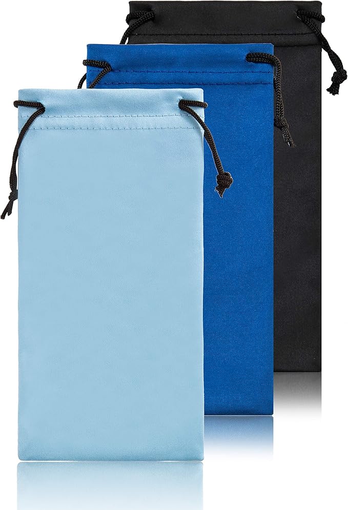 TRIUMPH VISION Glasses Case Soft Eyeglass Case Sunglass Pouch Cloth 3 Pack | Thick Microfiber Pouch Drawstring Pouch Eye Glass Bag Sunglasses Sleeve Storage, Lens Protection Cover,Cleaning Lens Screen by TRIUMPHVISION