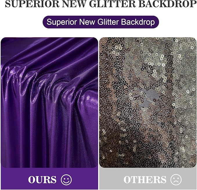 20x10ft Thick Purple Glitter Backdrop Curtain Panels for Parties, Wrinkle Free Sequin Sparking Photo Backdrop Drapes, 4 Panels 5x10ft Shimmer Back Drop Cloth for Wedding Birthday Photography - Image 8