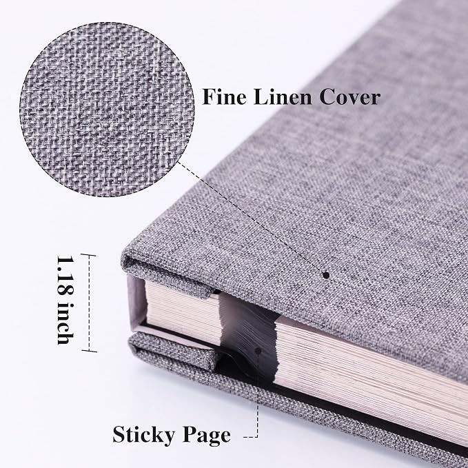 Vienrose Large Photo Album Self Adhesive for 4x6 8x10 10x12 Pictures Magnetic Scrapbook Album DIY 13" X 12.6" 60 Blank Pages with A Metallic Pen | Linen Cover, Scrapbook, Fits 4X6 8X10 10X12 Pictures, Metallic Pen, Diy - Image 3