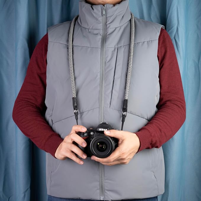 VKO Camera Strap,Quick Release Camera Shoulder Strap | Paracord Woven Portable Camera Neck Strap, for SLR DSLR Digital Mirrorless Camera(Grey) - Image 3