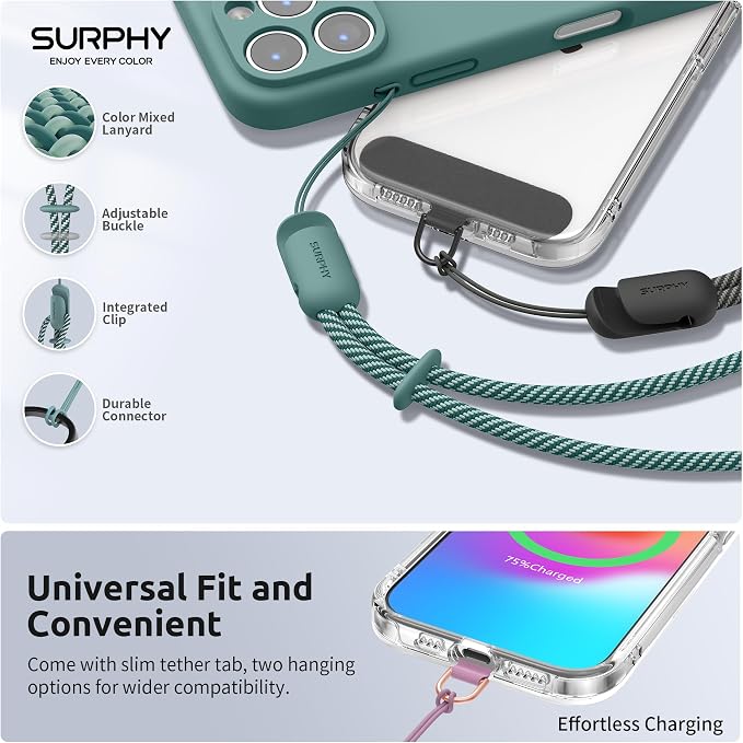 SURPHY 3 Pack Phone Wrist Strap, Phone Lanyard with Cellphone Tether Tab | Phone Strap Charm, Camera Wrist Strap with 2-Color Braided, Phone Wristlet, Wrist Lanyard for Case - Image 2