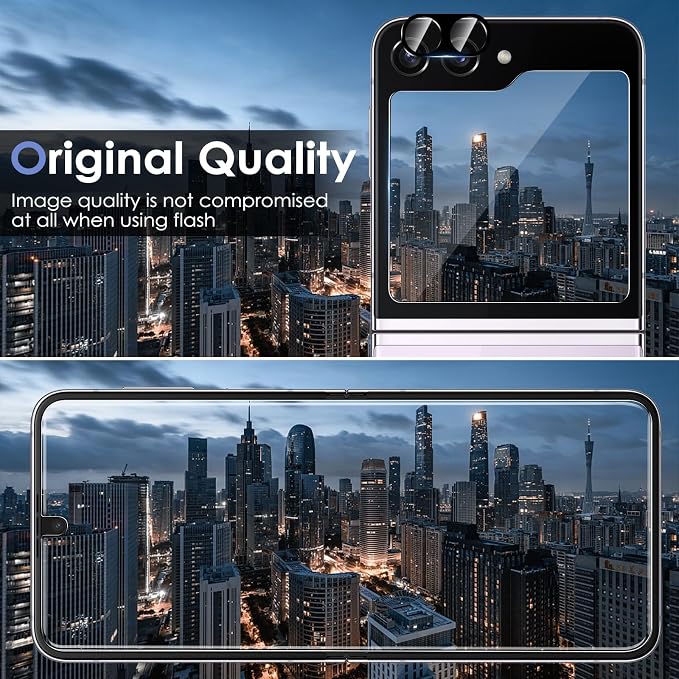 [2 Sets 6 Pack] for Samsung Galaxy Z Flip 5 Screen Protector | Internal Flexible TPU Screen Protector + Outer Tempered Glass Screen Protector + Tempered Glass Camera Lens Protector - Image 6