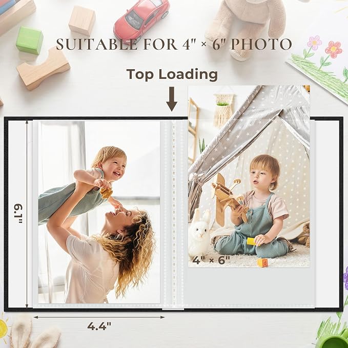 Vienrose 4x6 Mini Photo Album, 2 Pack, 52 Photos, Black | Linen Cover, Photo Book, Baby Memory Book, Artwork Postcards Storage - Image 2