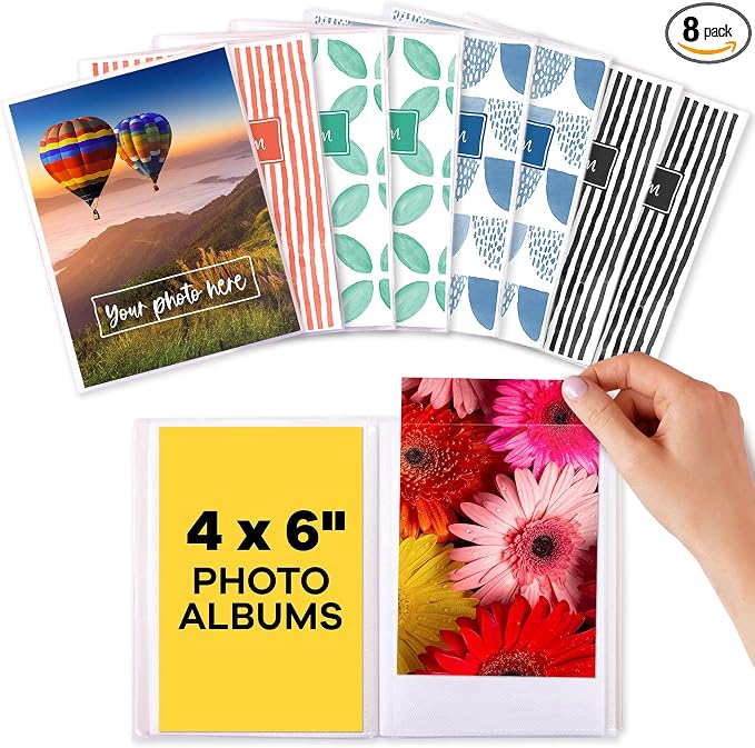 4x6 Photo Albums - (Set of 8), by Paper Plan, Mini Albums, Each Can Hold Up To 36 Photos, Works With Portrait and Landscape Pictures - Perfect for Storing Beautiful Memories by PaperPlan