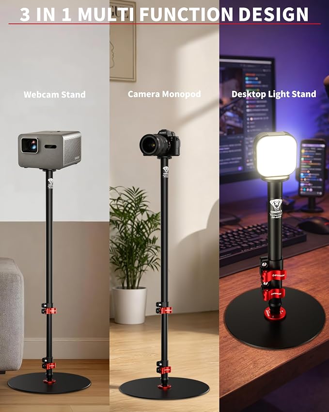 IFOOTAGE Round Base Monopod RB-A200,Small Footprint,Max.payload10KG,Aluminium Alloy Stable Structure, Height 10.6"/27cm~22.05"/56cm,for LED Video Light - Image 4
