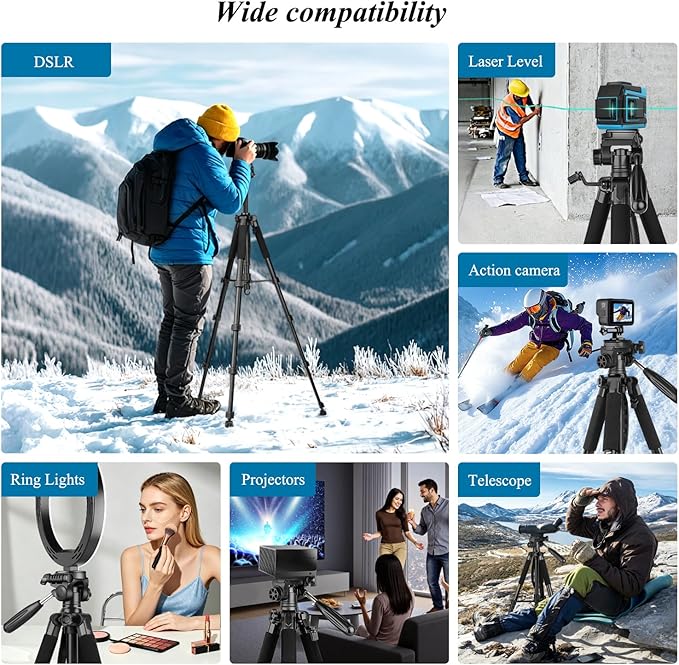 VICTIV 74” Camera Tripod, Tripod for Camera and Phone with Phone Holder | Aluminum Professional Tripod Stand for Canon Nikon with Carry Bag, Compatible with DSLR, iPhone, Spotting Scopes, Gopro - Image 5