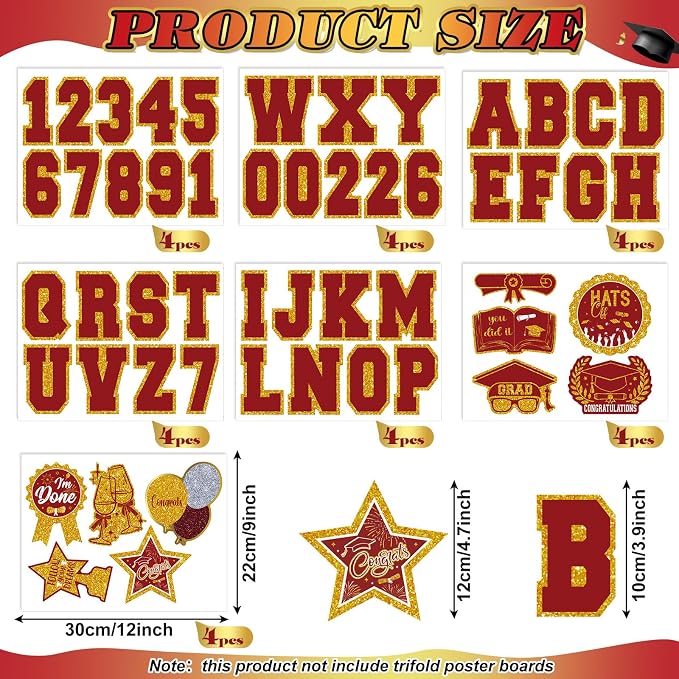 Glenmal Red Gold Graduation Photo Display Board Sticker Class of 2026 Picture Display Stickers Accessories for 2026 Grad Party College Board Photo Frame Decor (12x9inch,3.9x4.7inch) - Image 2