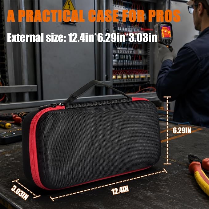 Boobowl Large Hard Thermal Camera Case for TOPDON TC004, for FOXWELL RT280 | DIY Foam, Accessory Pocket for USB Cable and Calibration Card, HVAC Technicians and Field Inspection, Case Only - Black - Image 4
