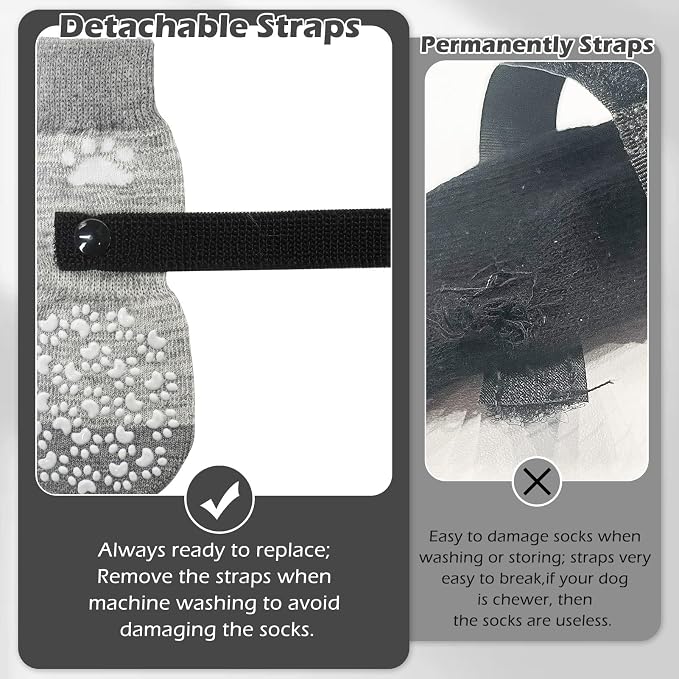 EXPAWLORER Anti Slip Dog Socks to Prevent Licking Paws, Dog Shoes for Hot Pavement, Dog Booties for Small Medium Large Senior Dogs, Traction Control Boots & Paw Protectors for Hardwood Floors - Image 4