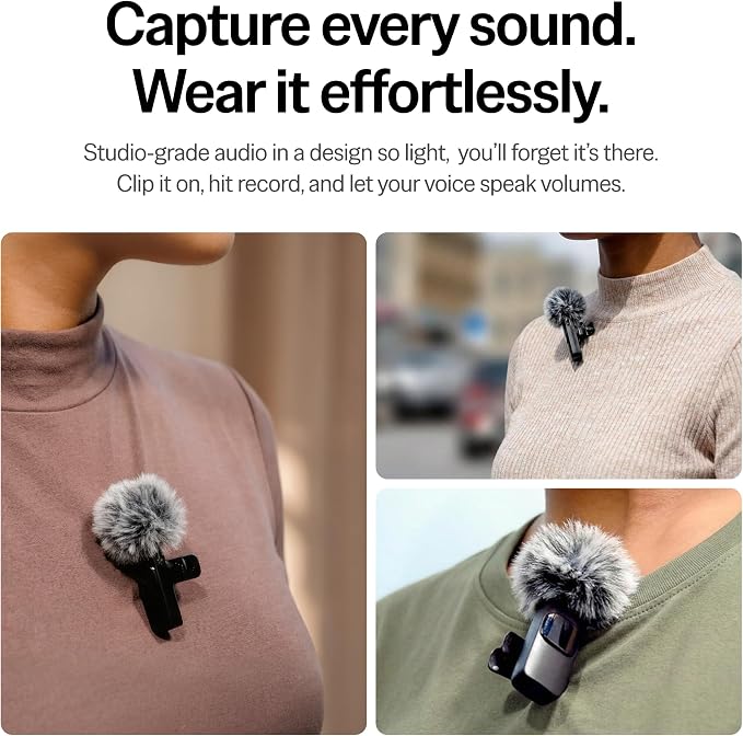 Mini Mic Pro (Latest Model – #1 Microphone for iPhone & Android, Wireless Mini Microphone, Clear Voice, Noise Cancelling, Lavalier Mic for TikTok, YouTube & Interviews (iPhone 14 & Below) - Image 2