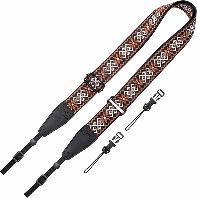 Padwa Lifestyle Adjustable Camera Strap - 1.5" Top Layer Cowhide Head Camera Straps for Photographers, Cotton Adjustable Neck Shoulder & Crossbody Strap Quick Release for All Cameras and Binoculars by PadwaLifestyleCameraStrap