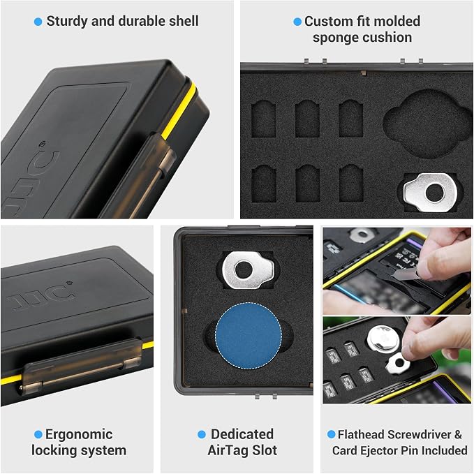 360 X5 Battery Case,Camera Battery TF Card Holder for 2 Insta 360 X5/X4/X3 Batteriers & 6 MicroSD Cards,Water-Resistant Action Camera Batteries Protective Organizer Box with Air Tag Slots(Only Case) - Image 3
