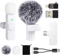 Mini White Microphone for iphone Android Phone Tablet ipad PC, Usb C Wireless Lavalier Mic for Video Recording Vlogging Youtube Tiktok Podcast Interview content creators, Tiny Microphones Clip on Mics by Unknown