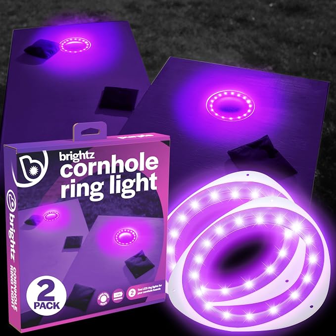 Brightz LED Cornhole Board Ring Lights, 2-Pack - 48-Hour Battery Life - Illuminate Your Game with Dazzling Glows and Ultimate Style for Non-Stop Evening Fun and Excitement (Includes Hole Lights Only) by Brightz