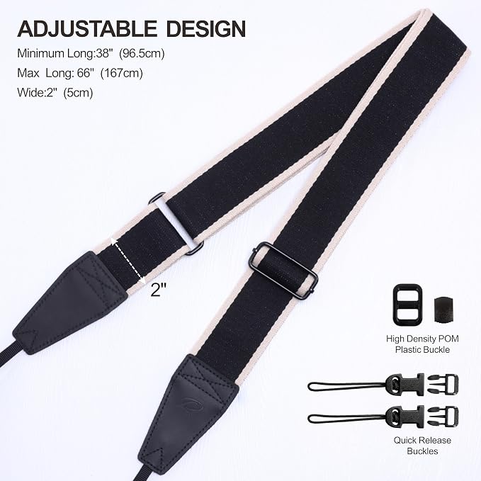 Padwa Lifestyle Adjustable Camera Strap - 2" Top Layer Cowhide Head Camera Straps for Photographers, Cotton Adjustable Neck Shoulder & Crossbody Strap Quick Release for All Cameras and Binoculars - Image 7