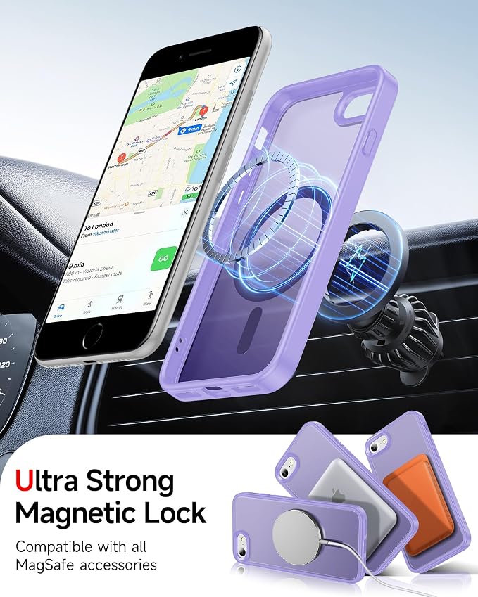 LeYi for iPhone 8-Case Purple: iPhone-SE Phone Cases with [Screen Protector X2+ Camera CoverX2] iPhone 7 Case for Magsafe Magnetic Girls Kids Slim SE3 3rd Generation SE2 2nd iPhone8, Lavender Purple - Image 4