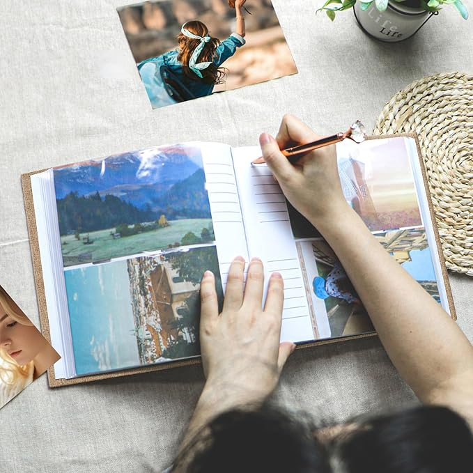 Holoary Photo Album 4x6 200 Photos, 200 Pockets 4”x6” Picture Album, Linen Fabric Cover Big Picture Book for Photos with Writing Area, 4x6 Photo Albums for Family Weddings Travel Memories(Khaki) - Image 8