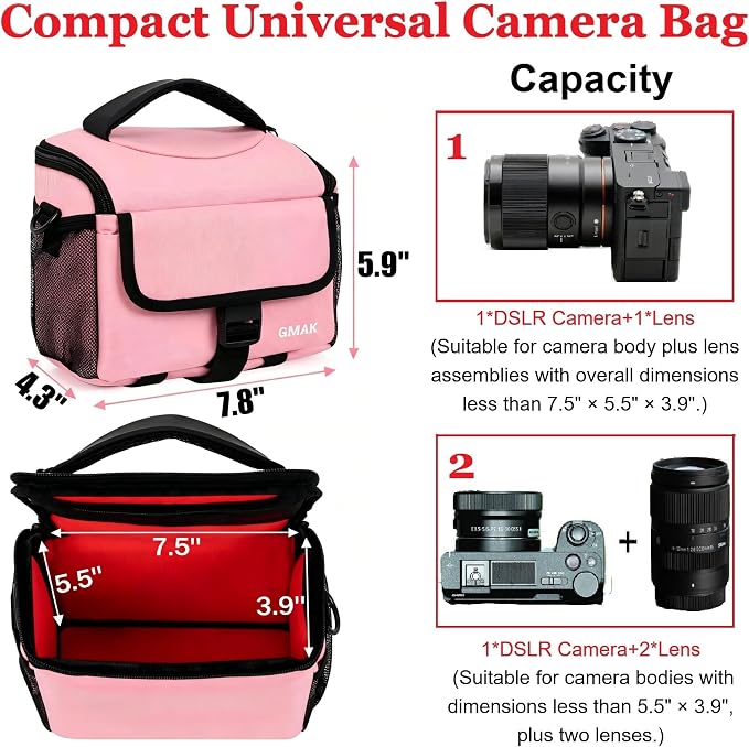 Camera Carrying Case, Camera Storage Bags Anti-Shock Crossbody Camera Case | Digital Camera Case with Rain Cover Compatible for Canon, Nikon, Sony, Fuji DSLR/SLR/Mirrorless Cameras, Lens and Accessories - Image 4