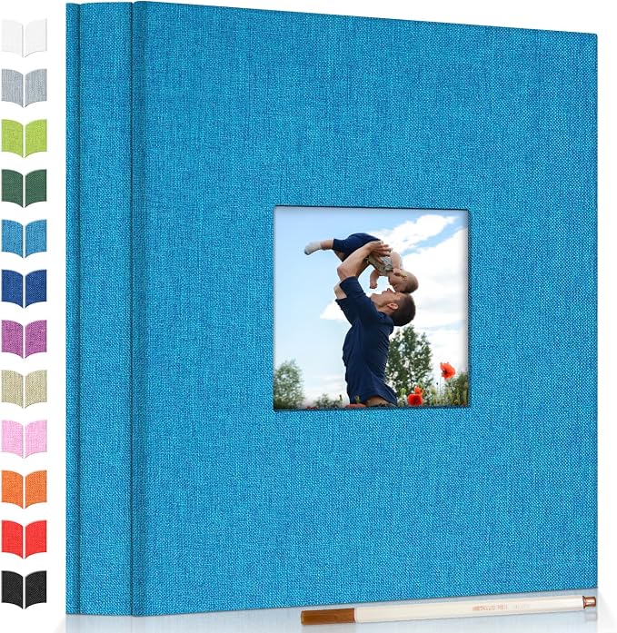 Artfeel Photo Album Self Adhesive Scrapbook Album for 3x5 4x6 5x7 8x10 Pictures,120 Pages Linen Cover with Display Window DIY Photo Book,Ideal Gifts for Family Travel Wedding Baby by Artfeel