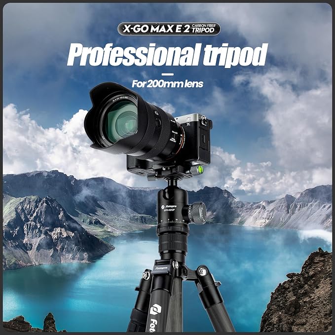 Fotopro 68" Carbon Fiber Travel Tripod, Heavy Duty Camera Tripod with Ball Head, Detachable Monopod with Quick Release Plate and Bag, Load up to 12KG/26lbs - Image 2