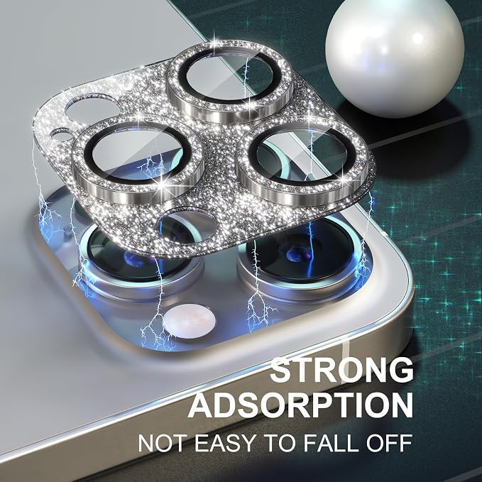 Choiche for iPhone 15 Pro/iPhone 15 Pro Max Camera Lens Protector | Bling Camera Cover with 9H Tempered Glass Lens Screen Protector Metal Ring Decoration Accessories (Glitter-Titanium Natural) - Image 7