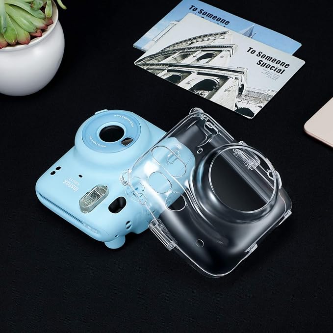 FINTIE Clear Camera Case for Fujifilm Instax Mini 11 Instant Film Camera | Crystal Hard Shell Cover, Back Films Pocket, Adjustable Shoulder Strap, Scratch Pesistant, Easy Access, Clear - Image 3