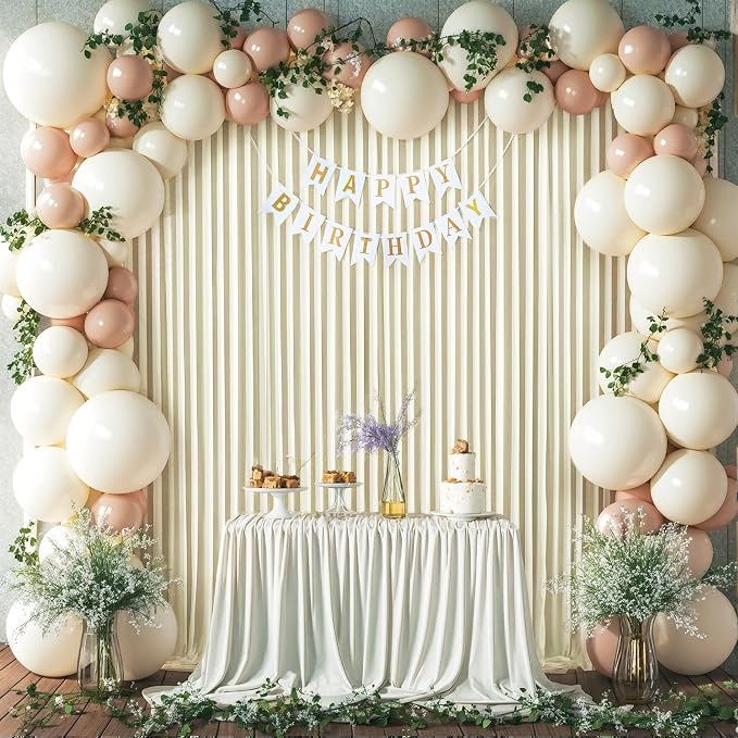 6 Panels Beige Backdrop Curtain for Wedding Parties Wrinkle Free Beige Photo Curtains Backdrop Drapes Fabric Decoration for Baby Shower Photoshoot 30ft(W) x 10ft(H) - Image 9