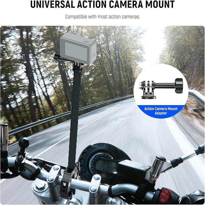 NEEWER Action Camera Mount Kit with Super Clamp, Soft Tube, Action Camera Adapter, Adjustable Holder for Flat/Round Surfaces, Compatible with GoPro Insta360 DJI Smartphone GP-26 - Image 3