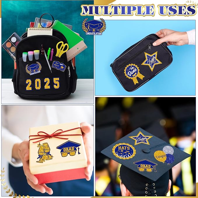 Glenmal Blue Gold 14 Sheets Graduation Photo Display Board Sticker Class of 2026 Picture Display Stickers Accessories for 2026 Grad Party College Board Photo Frame Decor (12x10inch,8.3x8.3inch) - Image 5