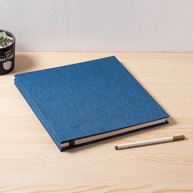 Large Photo Album Self Adhesive for 4x6 5x7 8x10 Pictures Magnetic Scrapbook Album 20 Sheets / 40 Pages Linen Cover DIY Photo Album with A Metallic Pen and and Plastic Board(Blue) - Image 6