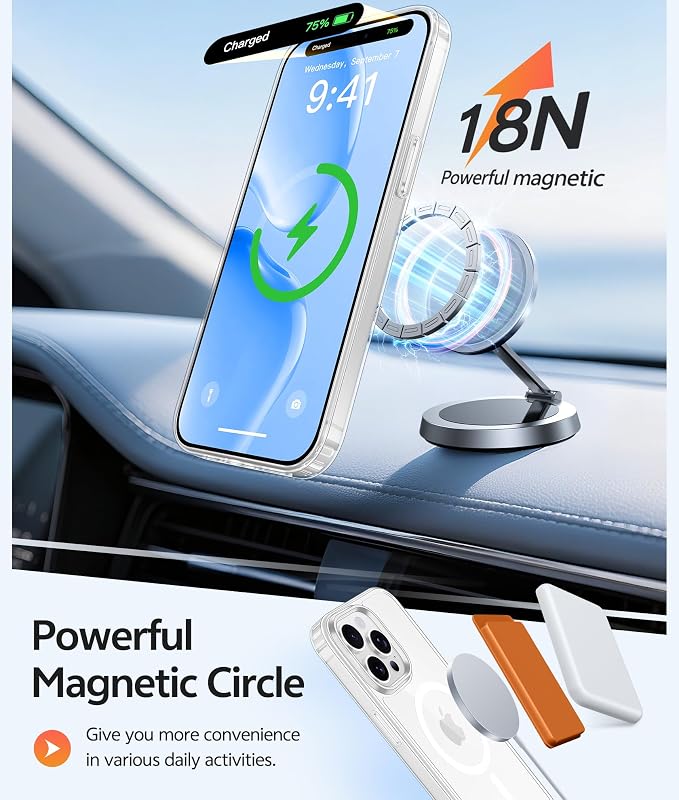 FNTCASE for iPhone 14 Pro Case, Compatible with Magsafe, Screen Protector | Anti Yellowing, Magnetic Phone Cases, 14FT Military Grade Drop Protection, Slim Shockproof Protective Cover, Clear - Image 3