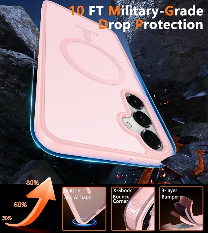 FNTCASE for Galaxy A26 5G Phone Case, Fit for Magsafe, Screen Protector | Translucent Matte, 14FT Military Grade Drop Protection, Slim Shockproof Protective, for Samsung A 26 4G Cover, Light Pink - Image 6