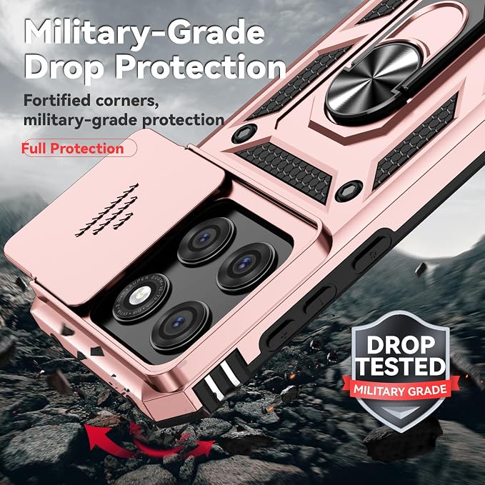 SunStory Compatible with Motorola Moto Edge 2026 Case with HD Screen Protector & Slide Camera Cover & Rotated Ring Kickstand, [Military-Grade] Phone Case for Moto Edge 2026,Rose Gold - Image 6