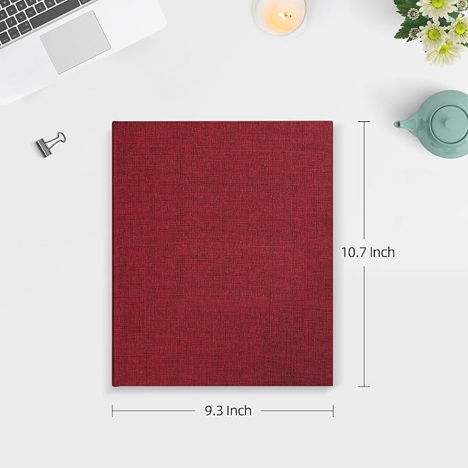 Mublalbum 2 Pack Small 8x10 Photo Album, 52 Pockets, Linen Cover,Red | Linen Cover, Portable Mini Picture Book, Holds 52 Vertical Pockets for Artwork Postcards, Picture Storage - Image 2