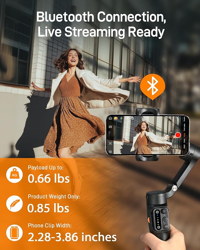 hohem iSteady X3 SE Plus 3-Axis Gimbal Stabilizer for iPhone & Android | Detachable Remote, iSteady 8.0 Anti-Shake, 8" Extension Rod, Foldable 0.85lb Design, Hohem Joy App, 11H Battery - Image 9