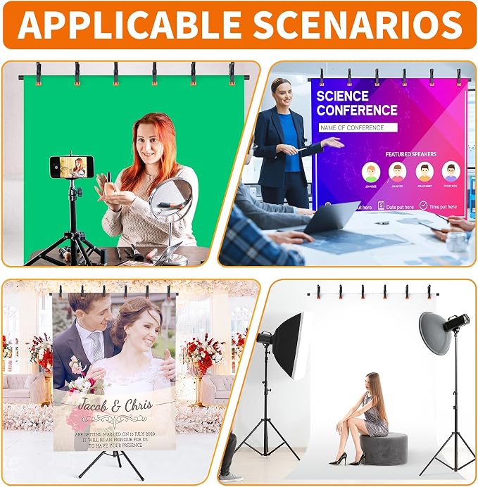 Forlogic Portable T-Shape Backdrop Stand Support Kit 8x5.3ft, Adjustable Photo Green Screen Back Drop Stand for Party, Photography Videography Studio (8×5.3Ft) - Image 7