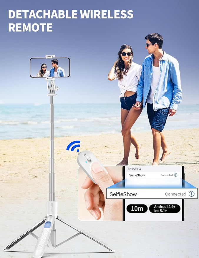71" Selfie Stick, Smartphone Tripod Stand All-in-1 with Remote, Travel Tripod for iPhone, Extendable Cell Phone Tripods for Selfie/Video Recording/Photo/Live Stream/Vlog - Image 4