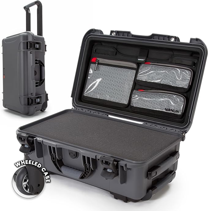 NANUK 935 Hard Case with Cubed Foam and Lid Organizer for Camera & Lenses – Waterproof Protective Equipment Case with Wheels, 22” x 14” x 9” – Dustproof, Carry-On Approved for Most Airlines – Graphite | 22' x 14' x 9' - Dustproof, Lenses - Waterproof P... by NANUK